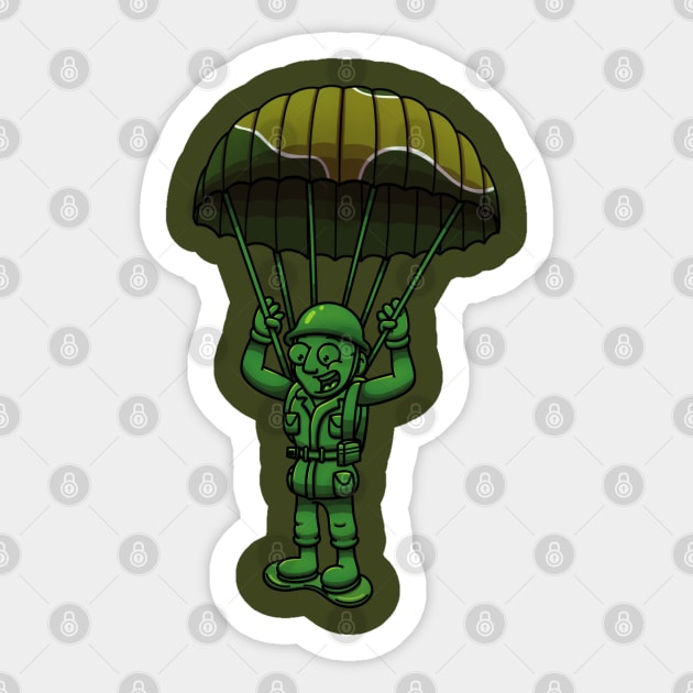 Green Military Soldier Toy With Parachute Sticker by TheMaskedTooner